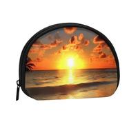 Beach Sunrise Coin Purse Personalized Coin Bag for Women Men Change Purse Small Wallets with Zipper Mini Shell Coin Pouch Outdoor Shopping Change Storage Bag Handbags Gifts