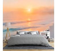 Beach Sunrise Ocean Wave Landscape Wallpaper for Bedroom 159 × 280 Cm Large 3D Panoramic Calm Coastal Nature Scenery Non-Woven Wall Mural Home Decor for Living Room Tv Background Beach Sunrise 159