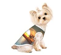 Beach Sunrise print Dog Clothes T Shirts for Small Dogs Breathable Puppy Kitten Dog Shirts for Pet Dogs Cats