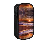 Beach Sunrise Print Pencil Case Coin Key Card Bag Purse Large Pen Pouch for Kids Boys School Office