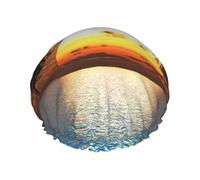 Beach Sunrise Print Shower Cap, Lined Shower Cap For Women Reusable, Double Layer Waterproof Bath Cap