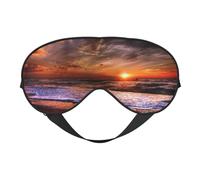 Beach Sunrise Print Sleep Mask Silk Eye Cover Soft Satin Blindfold Elastic Strap Night Eyeshade Travel Nap for Women Men