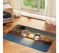 Beach Sunrise Printed Pet Bowl Mats, Non-Slip And Tasteless Dog And Cat Feeding Mats