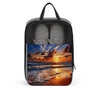 Beach Sunrise Shoe Bag Travel Shoe Organizer Water-Resistant Shoe Pouch with Zipper Sneaker Dust Bag, gray, One Size, Modern