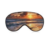 Beach Sunrise Sleep Mask for Women Men Side Sleeper Eye Cover with Adjustable Strap Soft Breathable Blackout Mask Slip-Free Deep Sleeping Travel Essentials