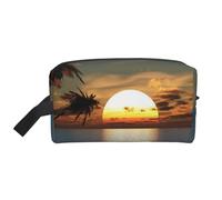 Beach Sunrise Water-Resistant Travel Toiletry Organizer Bag, Large Capacity Portable Cosmetic Storage for Gym/Daily Essentials