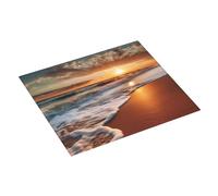 Beach Sunrise White Wave Printed Dish Drying Mat 46x41CM Dish Drying Pad Highly Absorbent Microfiber Kitchen Counter Mat for Dishes Drainer
