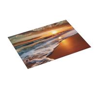 Beach Sunrise White Wave Printed Dish Drying Mat 61x46 CM Dish Drying Pad Highly Absorbent Microfiber Kitchen Counter Mat for Dishes Drainer