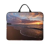 Beach Sunset 14 Inch Printed Laptop Sleeve, 600d Oxford-Cloth Shockproof Laptop Case With Thickened Pearl Cotton,Waterproof Portable Laptop Handbag Cover