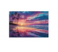 Beach Sunset_ 3D Print Art Decor Pictures Paintings Aamd Artwork Seaside View Canvas Wall Art Home Modern Decor Framed Ready to Hang 16x24inch(40x60cm)