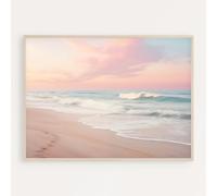 Beach Sunset Canvas Wall Art Beach Scene Artwork Coastal Beach Wall Art Waves Ocean Wall Art Beach Scenery Pictures Ocean Beach Wall Art Seascape Painting Ocean Wave Pictures Wall Art 24x16in No Frame