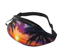Beach Sunset Crossbody Bag Sunshine Beach Hands-Free Bag Palm Trees Fanny Pack Urban commuters 14X35CM
