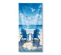 Beach Sunset Door Cover Banners Decorative, Ocean Waves Relaxing Seaside Decor, Summer Holiday Indoor Outdoor Backdrop 36x72 Inch