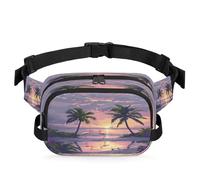 Beach Sunset Flamingos Waist Bag Multifunction Pack for Travel Sport Running Fanny Pack Bumbag Pouch Purse Belt Bag for Women Men Kids Girls Boys