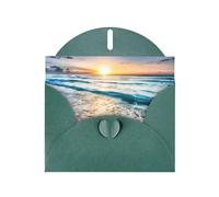 Beach Sunset Ocean Dark Green prints Greeting Cards 6x4-inch with Envelope | Perfect for writing greetings and thank-you notes