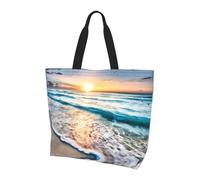 Beach Sunset Ocean Printed Tote Bag - Shoulder Bag - Suitable for Travel, Yoga, Beach, Commute, Shopping - Gift for Men and Women