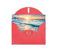 Beach Sunset Ocean Red prints Greeting Cards 6x4-inch with Envelope | Perfect for writing greetings and thank-you notes