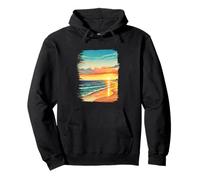 Beach Sunset Ocean Waves Coastal Landscape Art Pullover Hoodie