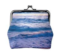 Beach Sunset Ocean Waves print Coin Purse Small Change Purse Card Holder Coin Pouch Small Wallet for Women and Men, Black, One Size, Vintage