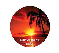 Beach Sunset, Palm, Red Sky 8 inch Easy-Peel Icing Sheet Holiday Birthday Celebration