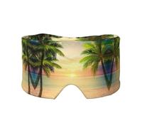 Beach Sunset Print Sleep Eye and Ear Muffs Mask - Soft & Breathable, Ideal for Travel, Meditation, and Nighttime Use