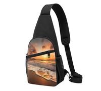 Beach Sunset Printed Sling Backpacks Casual Crossbody Shoulder Bag Chest Pack for Men Women