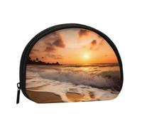 Beach Sunset Prints Coin Purse Shell Mini Pouch Wallet Change Bag for Women Girls Kids