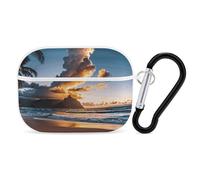 Beach Sunset Sea Clouds AirPod Pro Case, Anti Scratch Hard PC Cover with Keychain, AirPod Pro 2nd/1st Case Accessories for Women Men, White-Style