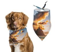 Beach Sunset Sea Clouds Dog Bandanas for Feeding Grooming, Triangle Pet Bibs for Cats & Dogs Washable Fashion Pets Scarf for Party Travel 27.6 X 11.8 Inch
