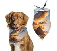 Beach Sunset Sea Clouds Dog Bandanas for Feeding Grooming, Triangle Pet Bibs Washable Pets Scarf for Cats & Dogs