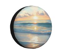 Beach Sunset Spare Tire Cover Weatherproof Universal Wheel Protectors for Rv Camper Travel Trailer SUV Truck 15 Inch