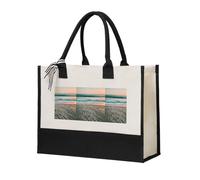 Beach Sunset Theme Print Tote Bag Unisex Canvas Gift Eco-Friendly Shopping Bag For Beach Travel Office