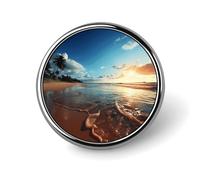 Beach Sunset Tranquil Badge Holder Personalized Metal Button Pin Fashion Round Badge with Pattern Pin DIY Button Badges Exquisite Brooch Crafts Gift Clothes Decorative Pins