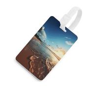 Beach Sunset Tranquil Luggage Tag Classic Personalized Repeated Luggage Tag Cute Unique Travel Essentials Identifiers for Women Men Baggage Backpack Handbag Suitcase