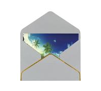 Beach Sunset Tranquil Print Horizontal Gold-Edged Pearl Greeting Card W/Envelope-Holiday,Birthday,Anniversary,Party(2pcs)