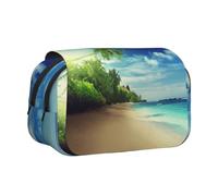Beach Sunset Tranquil Print Pencil Case Large Capacity Pen Pouch Pencil Bag with 2 Compartments Pen Holder Organizer Stationery Bag