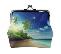 Beach Sunset Tranquil Print Print Coin Purse for Men Women Leather Kiss Lock Small Pouch Coin Wallet