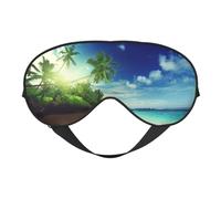 Beach Sunset Tranquil Print Sleep Mask Silk Eye Cover Soft Satin Blindfold Elastic Strap Night Eyeshade Travel Nap for Women Men