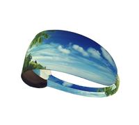Beach Sunset Tranquil Print Sports Headbands For Men Women, Moisture Wicking Sweat Band Elastic Wide Hair Bands,For Running, Cycling, Basketball, Gym Exercise, Football