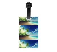 Beach Sunset Tranquil PVC Luggage Tag, with Name and Id Card, Can Quickly Identify Luggage.