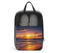 Beach Sunset Waves Shoe Bag Waterproof & Breathable Shoe Pouch for Travel, Portable Carry Case for Sports Sneakers, Gym, Vacation