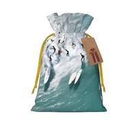 Beach Surf Christmas Drawstring Gift Bag Santa Sack With Cards