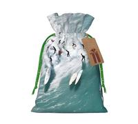 Beach Surf Christmas Drawstring Gift Bag Santa Sack With Cards