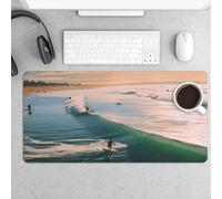 Beach Surf Gaming Mouse Pad 12x24 Inch Desk Pad Protector Waterproof Non-Slip Rubber Base Keyboard Mat Extra Large Desktop Mat for Office Home Computer Laptop Table Accessory