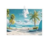 Beach Surfboard Large Microfiber Dish Draining Mat Reusable Washable Dish Drainer Pad Rack Mat for Kitchen Accessory 18x24 Inch