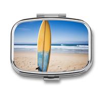 Beach Surfboard Pill Box 2 Compartment Portable Pill Case Daily Square Pill Organizer for Pocket Purse Daily Medicine Container to Hold Vitamins Fish Oil Travel Gifts
