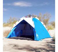 Beach Tent 3-Person Azure Blue, Quick Release Waterproof 190T Polyester, Instant Camping Shelter, Outdoor Family Tent with Carry Bag