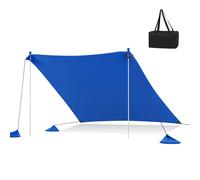 Beach Tent 3M x 3M Outdoor Sunshade Canopy W/ Poles UPF50+ (Blue)