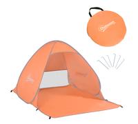 Outsunny Pop up Beach Tent, UV 30+ Portable Sun Shelter with Carry Bag, 2x1.5m for 2-3 Person, Orange