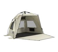 Beach Tent Khaki Fibreglass Pop-Up 250x135x140cm 2-3 Person Portable Sun Shelter